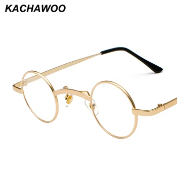 Kachawoo mici, rotunde ochelari de vedere barbati stil retro cadru metalic de aur obiectiv clar accesorii femei ochelari tocilar decor drăguț