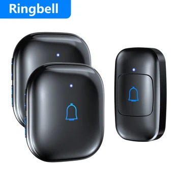 RingBell Acasă Soneria fără Fir rezistent la apa 300m în aer liber, Inteligent Door Chime Bell Kit cu 56 de Melodii LED Flash bine ati venit Receptor