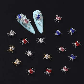 LEAMX 10buc Aliaj Spider Decoratiuni de Unghii de Arta 3D AB/Alb Stras de Cristal de Sticlă Gem Podoabă Spider Bijuterii de Unghii Unghii Farmece