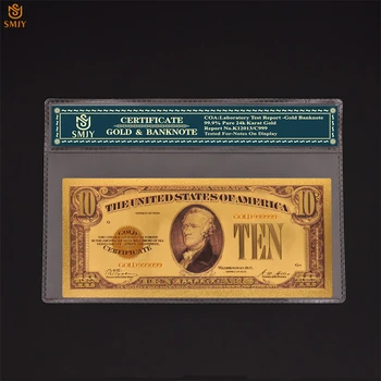 Culoare nouă NE-a Placat cu Aur, Moneda de Hârtie de 10 Dolari Bani Fals Replica de Hârtie Bancnote Colecții Și Cadouri de Afaceri