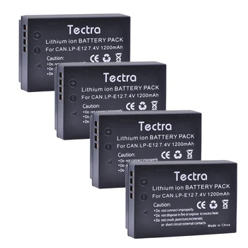 Tectra 4buc LP-E12 LP-E12 LPE12 baterii Reincarcabile + LCD Dual USB Incarcator pentru Canon M 100D Sărut X7 Rebel SL1 EOS M10 M100 1