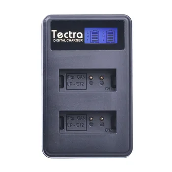 Tectra 4buc LP-E12 LP-E12 LPE12 baterii Reincarcabile + LCD Dual USB Incarcator pentru Canon M 100D Sărut X7 Rebel SL1 EOS M10 M100 3