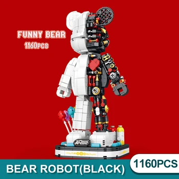 Idei Violente Urs Negru 3D Jumătate de Corp Mecanice Urs Model de Robot Blocuri Caramizi Amuzant Bearbrick Set Jucării Pentru Copii Cadouri