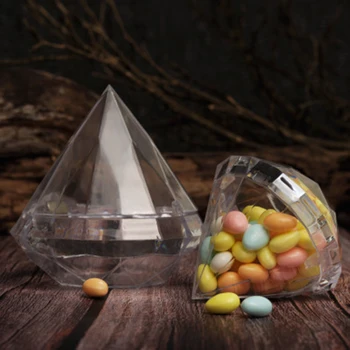 Transparent Forma De Diamant Cutie De Bomboane Clar Recipient De Plastic Cutie Pentru Petrecerea De Nunta Decor Acasă Favoruri Cutie De Bomboane Cadou Două Dimensiuni