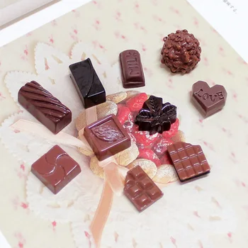 10buc Ciocolata Dulce Rășină Flatback Spate Plat Cabochon Kawaii DIY Rășini Ambarcațiunile de Decor in Miniatura Alimente Pentru Telefon