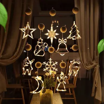 Craciun cu LED-uri de Lumină Fulg de nea Santa Căprioare Fraier Lampa Fereastra Ornamente de Decor pentru Casa Navidad 2023 Anul Nou Decor
