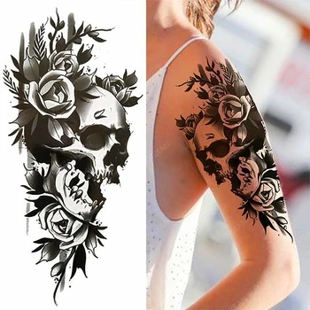 1 buc Animal Leu Femei Impermeabil Tatuaje Temporare False Autocolante Brațul Soare Artă Cruce Neagră Isus 3D Roagă Decor de Moda 4