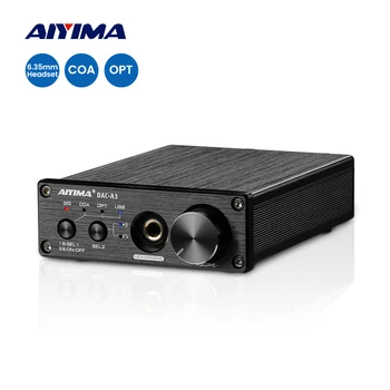 AIYIMA Audio DAC A3 Mini USB Decodor Coverter Dual ES9038Q2M TPA6120D2 Amplificator pentru Căști 24bit 192KHz USB, Optic, Coaxial