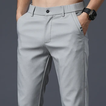 2022 Vara Moda Barbati Pantaloni Casual Slim Fit Subțire de Lumină, Material Stretch Pantaloni Talie Elastic Negru Solid Pantaloni de Muncă pentru Om