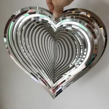Inima Pătrat în Formă de Picătură din Oțel Inoxidabil 3D Rotative Wind Spinner Chime Metal Decor Acasă Decorare Grădină în aer liber, Camere de Interior