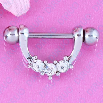Trei cristal inel de Biberon piercing bijuterii Nichel-free316L oțel chirurgical pereche