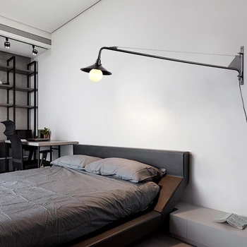 Stil American retro prăjină lungă lampă de perete camera de zi noptiera dormitor personalitate creatoare de fier rocker agățat lampa industriale