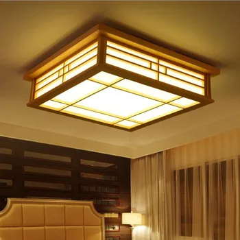 LED-uri de Lemn Pătrat Tatami Tavan lampa Japoneză coreeană Stil Lampa pentru Hol Balcon Dormitor, Camera de zi