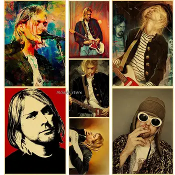Cântăreț Kurt Cobain Postere Rock and Roll, Muzica Retro Kraft Hârtie Autocolant DIY Vintage Camera Bar Cafenea Decor Cadou Arta Picturi murale