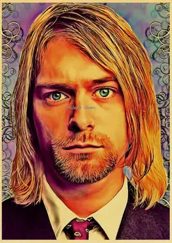Cântăreț Kurt Cobain Postere Rock and Roll, Muzica Retro Kraft Hârtie Autocolant DIY Vintage Camera Bar Cafenea Decor Cadou Arta Picturi murale 2