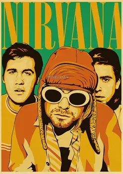 Cântăreț Kurt Cobain Postere Rock and Roll, Muzica Retro Kraft Hârtie Autocolant DIY Vintage Camera Bar Cafenea Decor Cadou Arta Picturi murale 3
