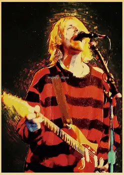 Cântăreț Kurt Cobain Postere Rock and Roll, Muzica Retro Kraft Hârtie Autocolant DIY Vintage Camera Bar Cafenea Decor Cadou Arta Picturi murale 4