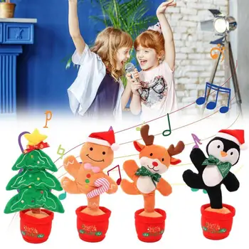 35cm Dans de Crăciun Păpușă Jucărie de Pluș Wiggling Grozav Figurine de Jucărie Electronică se Agită Cântând Reîncărcabilă /Baterie Opțională