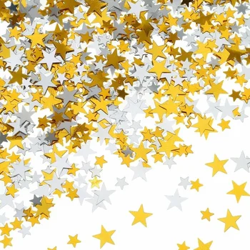 60g Stele Sclipici Masă Confetti Folie Metalica Stele pentru Petrecerea de Nunta Decoratiuni (Aur, Argint,10 mm si 6mm mixt)
