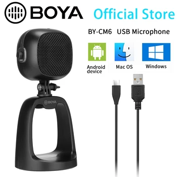 BOYA BY-CM6 USB Desktop Microfon cu Condensator pentru Telefonul Mobil Android Tablete Mac Computere Windows Live Streaming Microfon