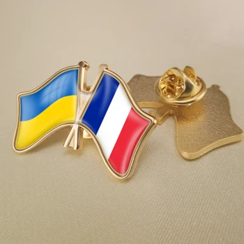 Ucraina și Franța Trecut Dublu Prietenie Steaguri insigne, Brosa Insigne