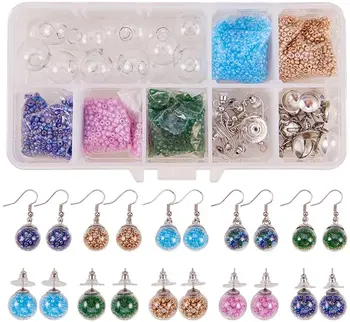 10 Perechi de Cristal Bule Minge de Sticlă Sticlă Legăna Cercei Stud de a Face Seturi de Bijuterii Craft Supplies Adulți Femei Fete DIY