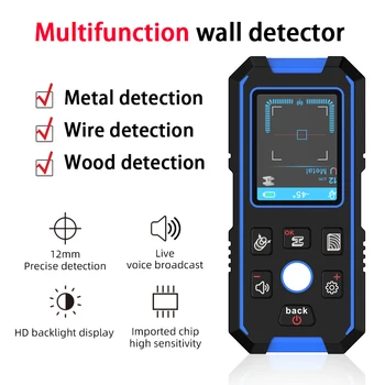 KKSMILE Detector de Metale Perete Scanner Multifuncțional AC Lemn Stud Finder Pinpointer Fire de Cablu Adâncime Tracker Perete Detector
