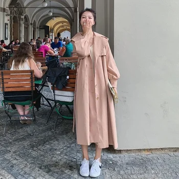 Moda Hanorac Femei 2021 Nou Timp de Primavara Toamna Stil Britanic coreean Largi Casual-Palton Streetwear Trenci ofițeresc Femei