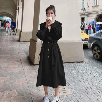 Moda Hanorac Femei 2021 Nou Timp de Primavara Toamna Stil Britanic coreean Largi Casual-Palton Streetwear Trenci ofițeresc Femei 3
