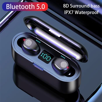 F9 TWS Căști fără Fir Bluetooth Stereo pentru Căști 5.0 Sport rezistent la apa de Reducere a Zgomotului Pavilioane Wireless Cu Microfon 3000MAH