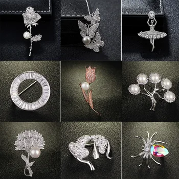 Zece stiluri de a alege de Moda micro-inlay Cubic Zirconia Floare de Animale Ace de Brosa pentru Femei de Înaltă Calitate de Cristal Broșe Cadouri