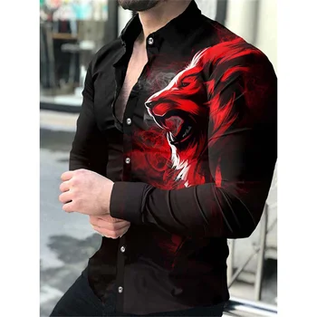 2021 Europeană de Înaltă Calitate, American, Îmbrăcăminte pentru Bărbați Moda Casual Tricou Imprimat Single-Breasted Cardigan cu Maneca Lunga Camasa Barbati