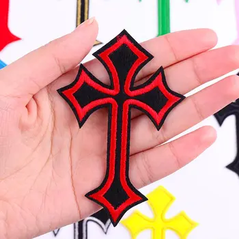 Insigne Pentru Haine 10 BUC en-Gros cruce Neagră culori amestecate patch-uri Isus cruce broderie patch-uri de Fier Pe Patch-uri Pentru Haine
