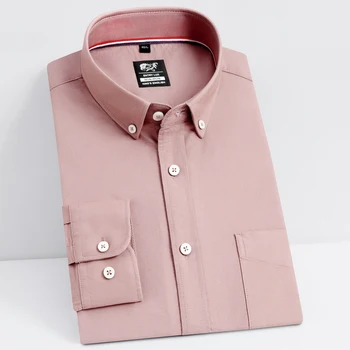 Barbati Oxford Casual cu Maneca Lunga din Bumbac Tricouri Singur Buzunar Mare Standard de calitate-Buton-jos se potrivesc Confortabil de Îmbrăcăminte pentru Bărbați