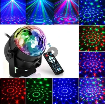 Lampa LED Crystal Magic Ball Lampa de Crăciun KTV Șapte Culoare Lumină Rotativă Stil Nou Stadiu de Lumină Laser Cu Telecomanda