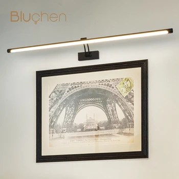 Modernă cu Led-uri Lampă de Perete Negru Argintiu Oglinda de la Baie de Lumină 80 100 cm Perete Interior Lumina AC85-265V Montat pe Perete Lung de Imagine Lumină