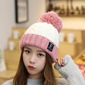 Moda Coreeană Pop Iarnă Primăvară Lână Hote Căciulă Groasă Cald Pălărie Pentru Fete Scrisoarea Doamnei De Protecție Pentru Urechi Ghem De Păr De Femeie Tricot Capac