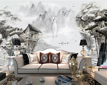Tapet personalizat Chineză peisaj peisaj de cerneală TV de perete de fundal acasă decorare camera de zi dormitor tapet 3d 1