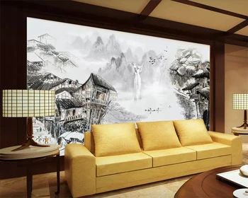 Tapet personalizat Chineză peisaj peisaj de cerneală TV de perete de fundal acasă decorare camera de zi dormitor tapet 3d 3