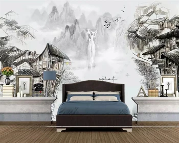 Tapet personalizat Chineză peisaj peisaj de cerneală TV de perete de fundal acasă decorare camera de zi dormitor tapet 3d 4