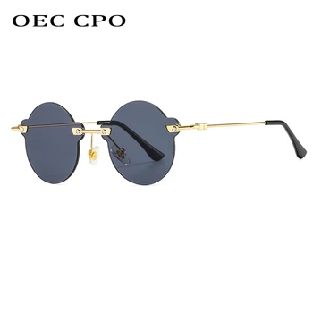 OEC CPO fără ramă Rotund ochelari de Soare Femei Ultralight Metal Negru Ochelari de Soare Moda de sex Feminin Elegant UV400 Ochelari de Oameni Nuante O789