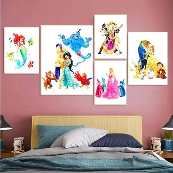 Frumoasa si Bestia Panza Pictura Disney Modular Imagine de Desene animate Printesa Zăpadă Regina HD, Imprimate, Poster de Perete Decor Acasă de Artă