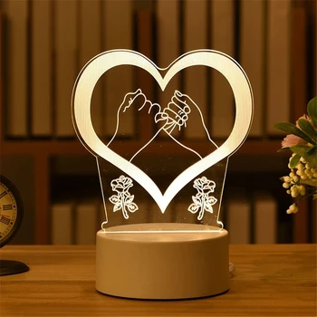 2022 Cadou de Ziua Îndrăgostiților 3D Dragoste Lampa Acrilice Urs a Crescut CONDUS Lumina de Noapte pentru Copii Cadou de Ziua Iepure de Paște Decor de Nunta Deco