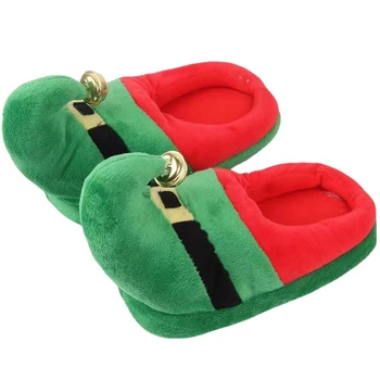 Elf De Crăciun Bumbac Papuci De Casă Amuzant Adult De Iarnă Acasă Pantofi 2022 Moda Bell Împodobită Cu Perne Unic Cald Homewear Papuci
