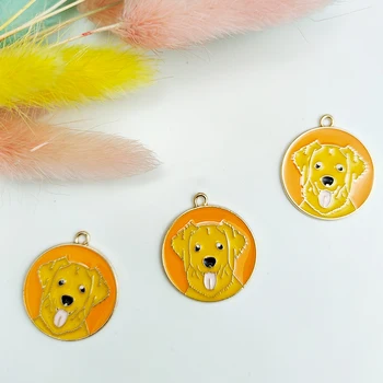 10BUC/lot Email Drăguț Câine Tag-ul Charms Rotund Desene animate Golden Retriever de Animale Pandantiv Bratara Cercei Bijuterii Accesorii