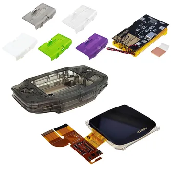 IPS V3 LCD Kituri cu 1800mAh Built-in Baterie cu Litiu pentru GBA Evidenția lumina de Fundal de Pre Laminat IPS V3 Ecran LCD Kit cu Coajă