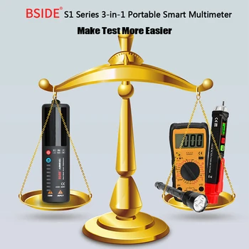BSIDE Portabil Digital cu Multimetru ADMS1 S1CL Smart LCD Detector de Tensiune Tester de Tensiune AC-DC Ohm Continuitatea Hz NCV Metru de test 1