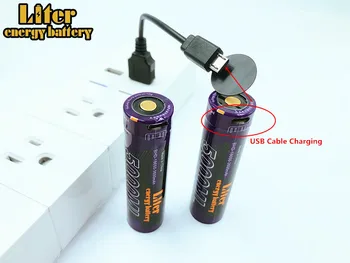 2 BUC Litru de energie a bateriei USB 18650 3500mAh 3.7 V Li-ion Rechargebale baterie USB 5000ML Li-ion baterie + cablu USB