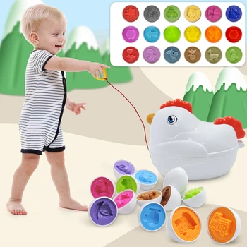 Copii De Învățare De Învățământ De Jucărie Ou De Pui Jocuri De Potrivire Forma Sortează Jucăriile Montessori Ouă Jucării Pentru Copii Copii De La 2 La 3 4 Ani 1