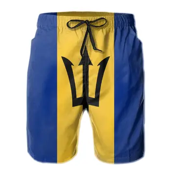 Mens Costume de baie Înot pantaloni Scurți, Trunchiuri Barbados Plaja cu Steag Bord pantaloni Scurți de Înot, Costume de baie Mens Running Sport Surffing pantaloni scurți